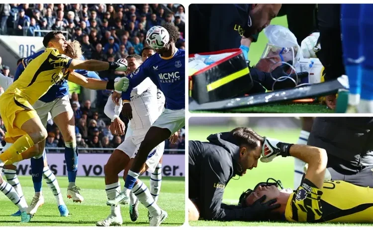 Stravičan sudar Martineza i Branthwaitea: Golman Chelsea iznesen na nosilima
